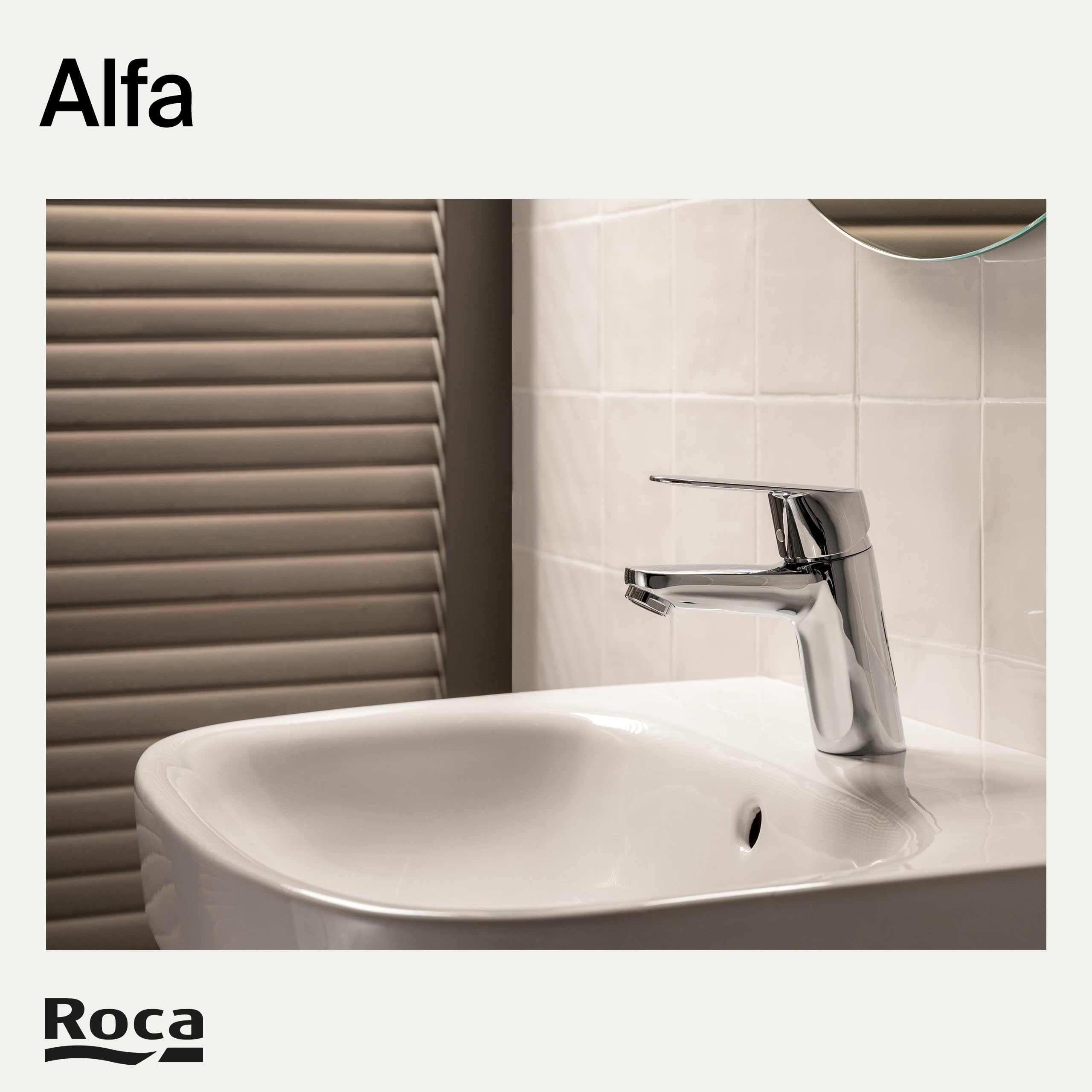 Roca Alfa Grifería para lavabo con tecnología Cold Start, grifo monomando de repisa con enlaces de alimentación flexibles, mezclador para cuarto de baño de fácil instalación, cromado, A5A3L25C00