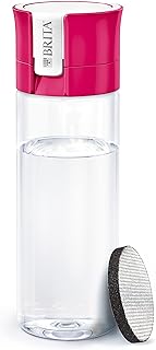 BRITA Gourde filtrante transparente rose, réduit le chlore, le plomb et autres impuretés organiques pour une eau du robinet plus pure, sans BPA, 1 filtre MicroDisc inclus