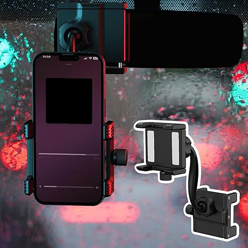 Miniatura 8 de Soporte para teléfono con espejo retrovisor para automóvil, soporte de metal telescópico ajustable para teléfonos inteligentes de 4 a 7 pulgadas,