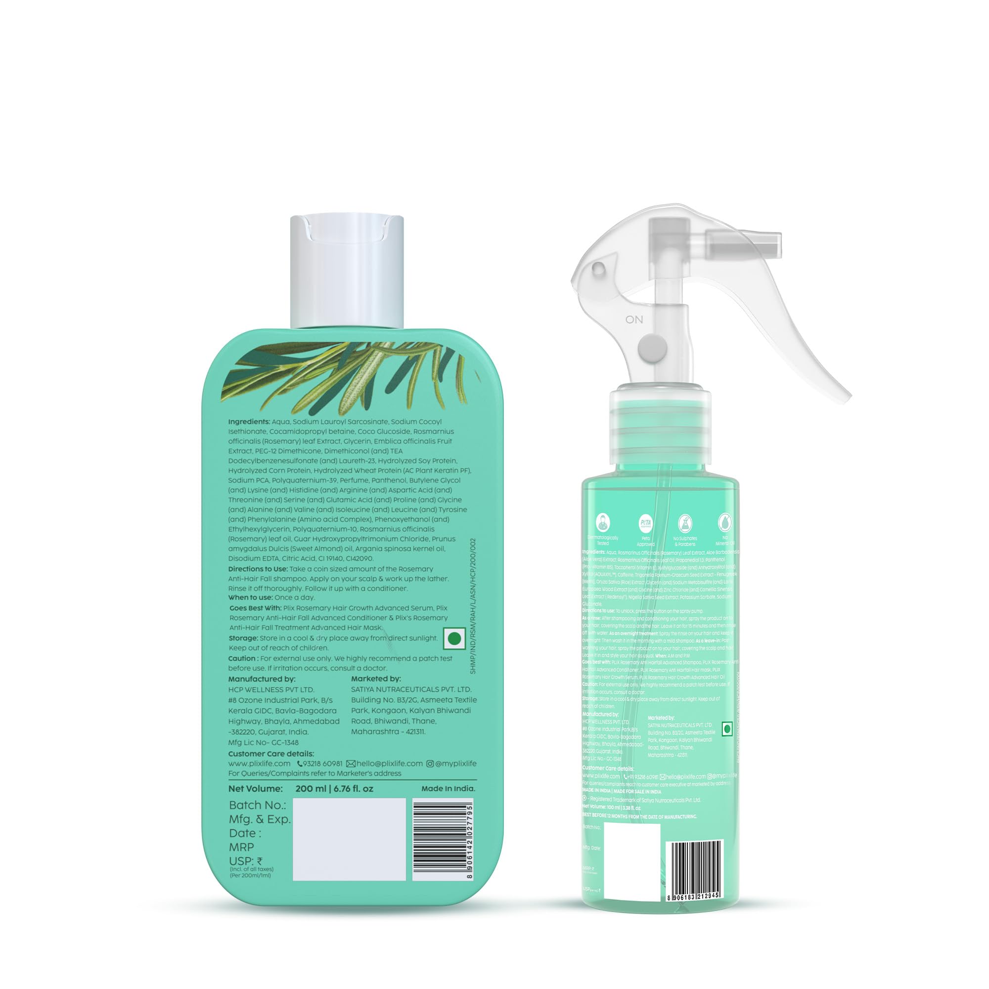 PLIX - THE PLANT FIX Rosemary Anti Hairfall Duo for Hair Growth | Shampoo (200ml) + Rosemary Spray (100ml) - Image 2 thumbnail
