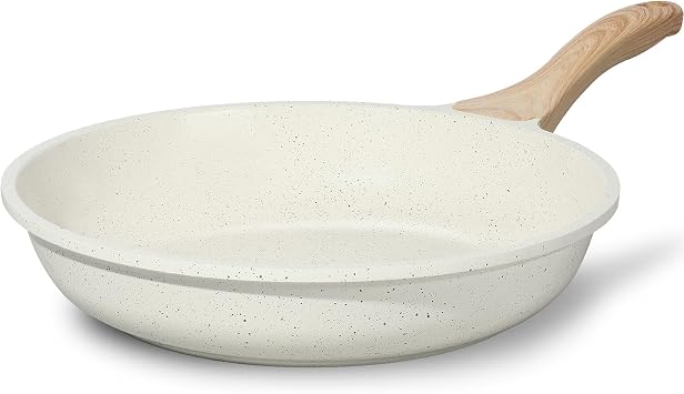 ESLITE LIFE Nonstick Ceramic Frying Pan Skillet, Non-Toxic Egg Omelette Kitchen Cooking Pans Compatible with All Stovetops Gas, Electric & Induction, PTFE & PFOA Free White, 11
