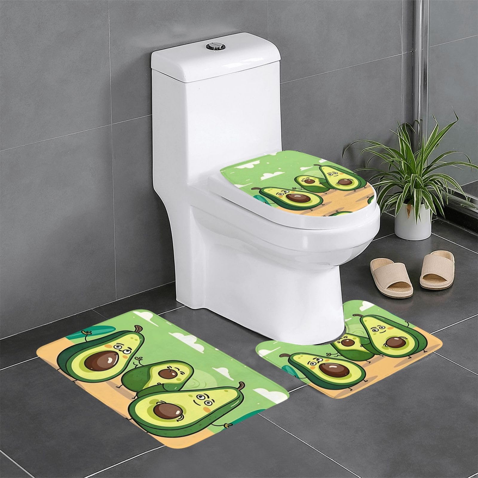 Tapis de salle de bain antidérapants avocat pour une routine matinale joyeuse