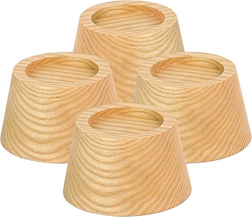 Miniatura 2 de FASONLA Elevadores de cama (juego de 4) elevadores de muebles de altura de 2 pulgadas, elevadores de madera maciza de roble para cama, elevadores de