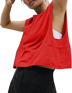 Women Workout Tank Tops Oversized Crop Sleeveless Tee Loose Fit Boxy Basic Yoga Active Summer T Shirts Gym 2025