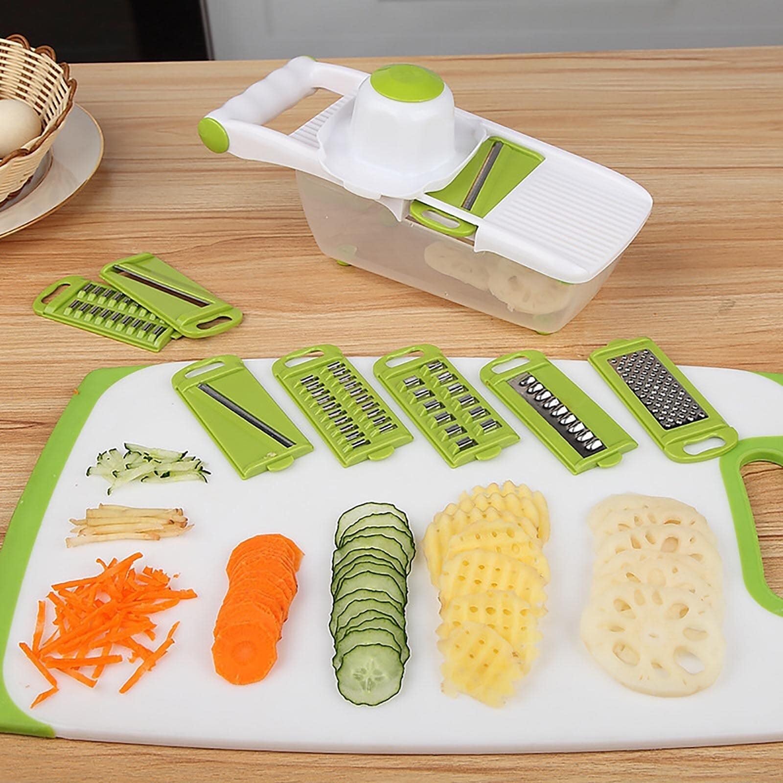 Gemüseschneider, Mandoline, Julienne-Schneider for die Küche, verstellbarer Gemüseschneider mit Behälter