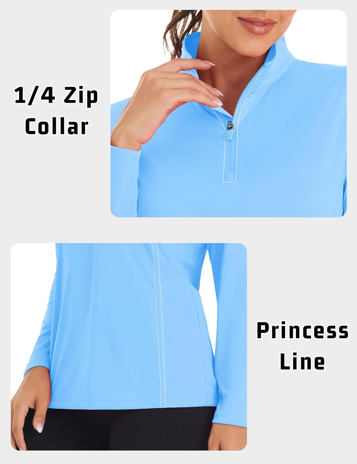 Womens 1/4 Zip Pullover Long Sleeve UPF 50+ Sun Protection SPF UV Shirts Quick Dry Athletic Tops - Image 5