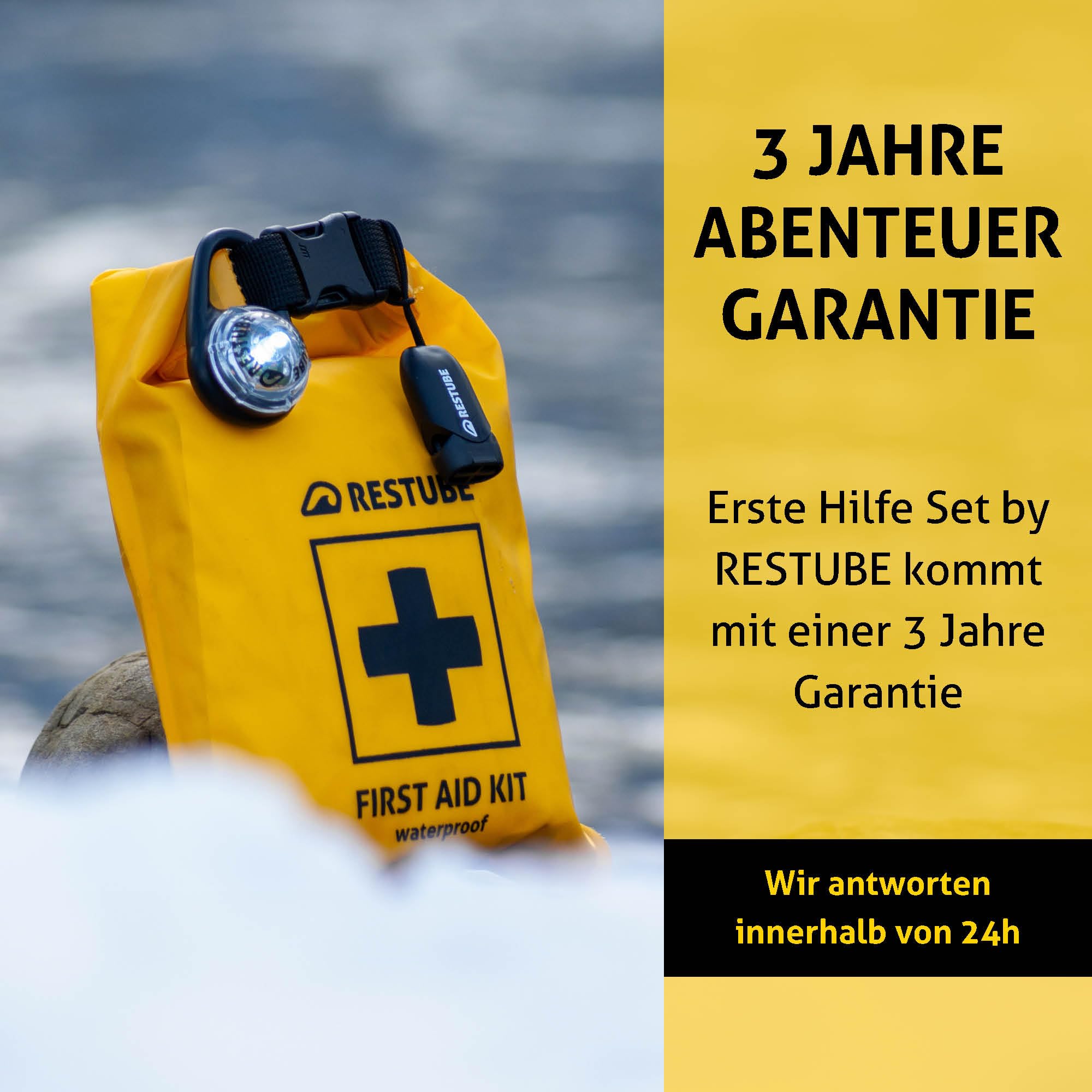 Restube Erste Hilfe Set - für Wassersport Und Outdoor - Wasserdichtes Verbandskasten, Reise Gadgets Für Reise, Camping, Wandern, Kinder, Auto, Fahrrad - Travel Essentials, First Aid Kit 33 Stück