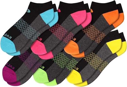 Eallco Womens Ankle Socks 6 Pairs Running Athletic Cushioned Sole Socks With Tab