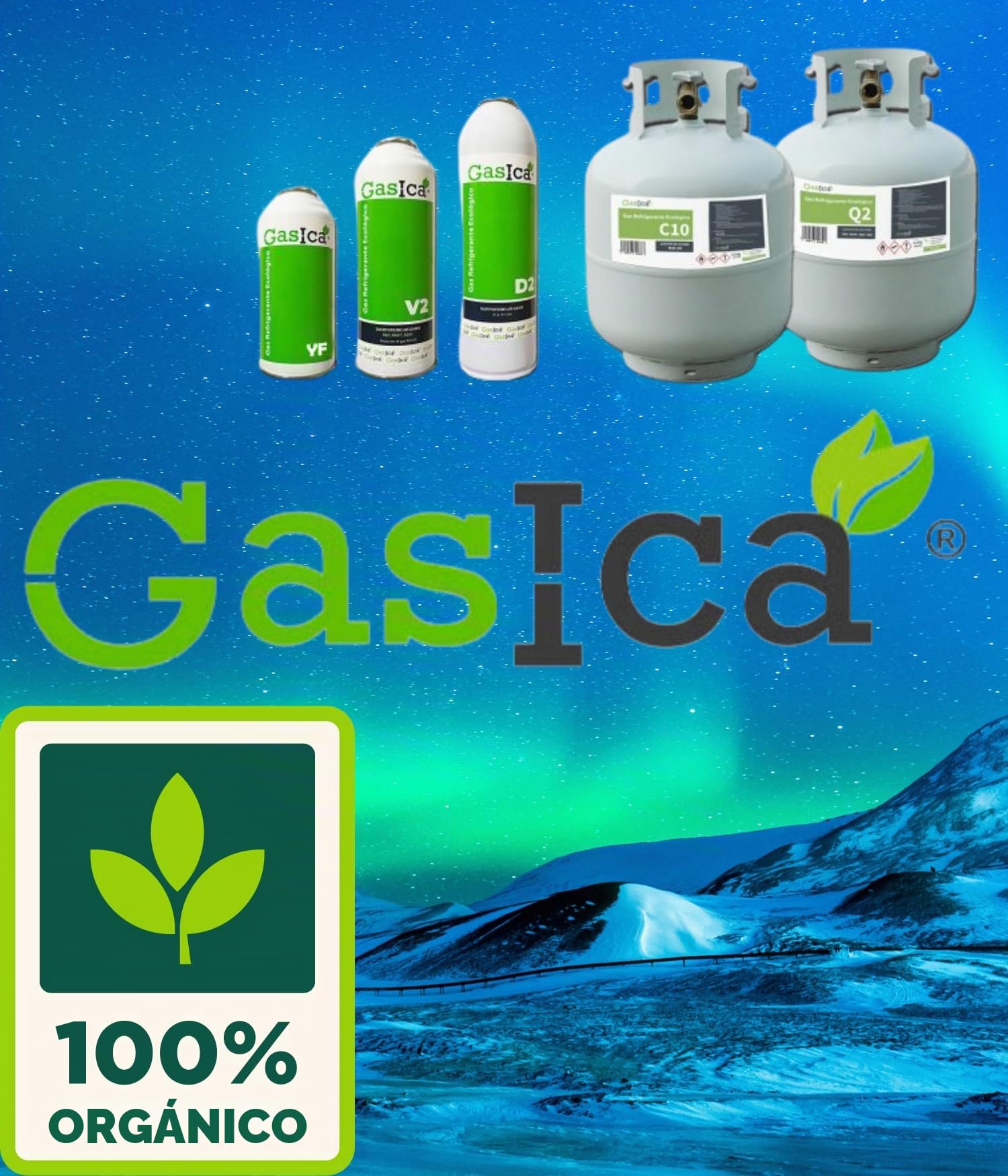 Pack Ahorro gásica, Gas Organico Ecologico Alternativo R134a y R12 Gasica, El Kid De Compone De Dos Unidades Mas Una Manguera De Carga con Manómetro, Uso Profesional