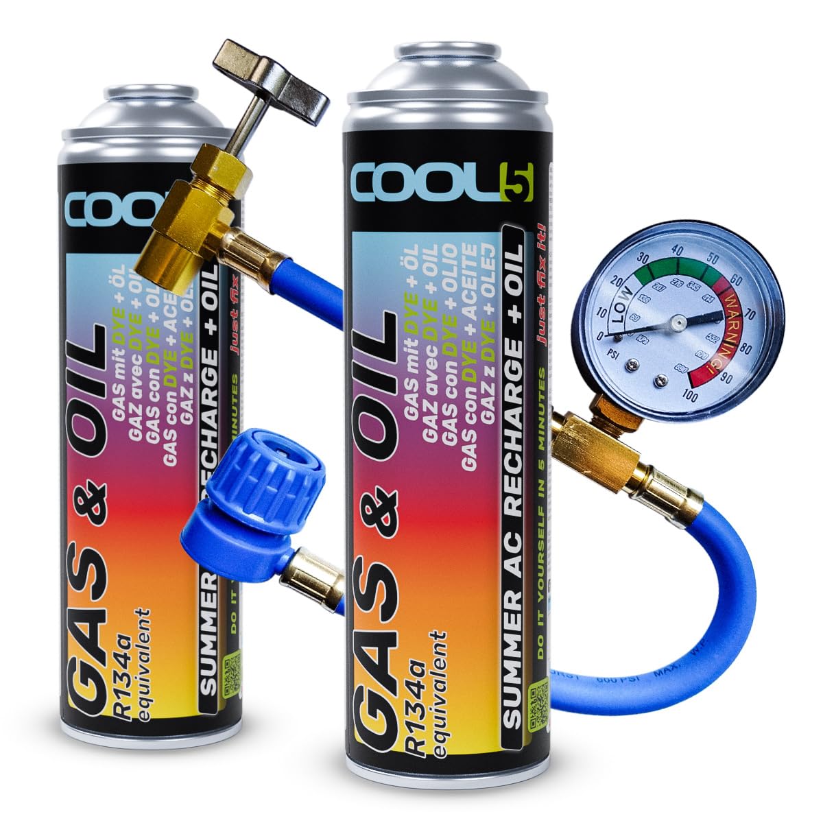 sustituto r134a, Sellador, refrigerante para Aire Acondicionado de automóviles, Equivalente a 760 g, 2 latas, 2 en 1, 290g,