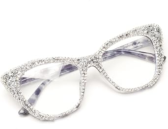 Trendy bling Cat Eye Crystal Rhinestone Reading Glasses for Women Sparkling Eyewear Female Diamond Reader gray demi, 0, x