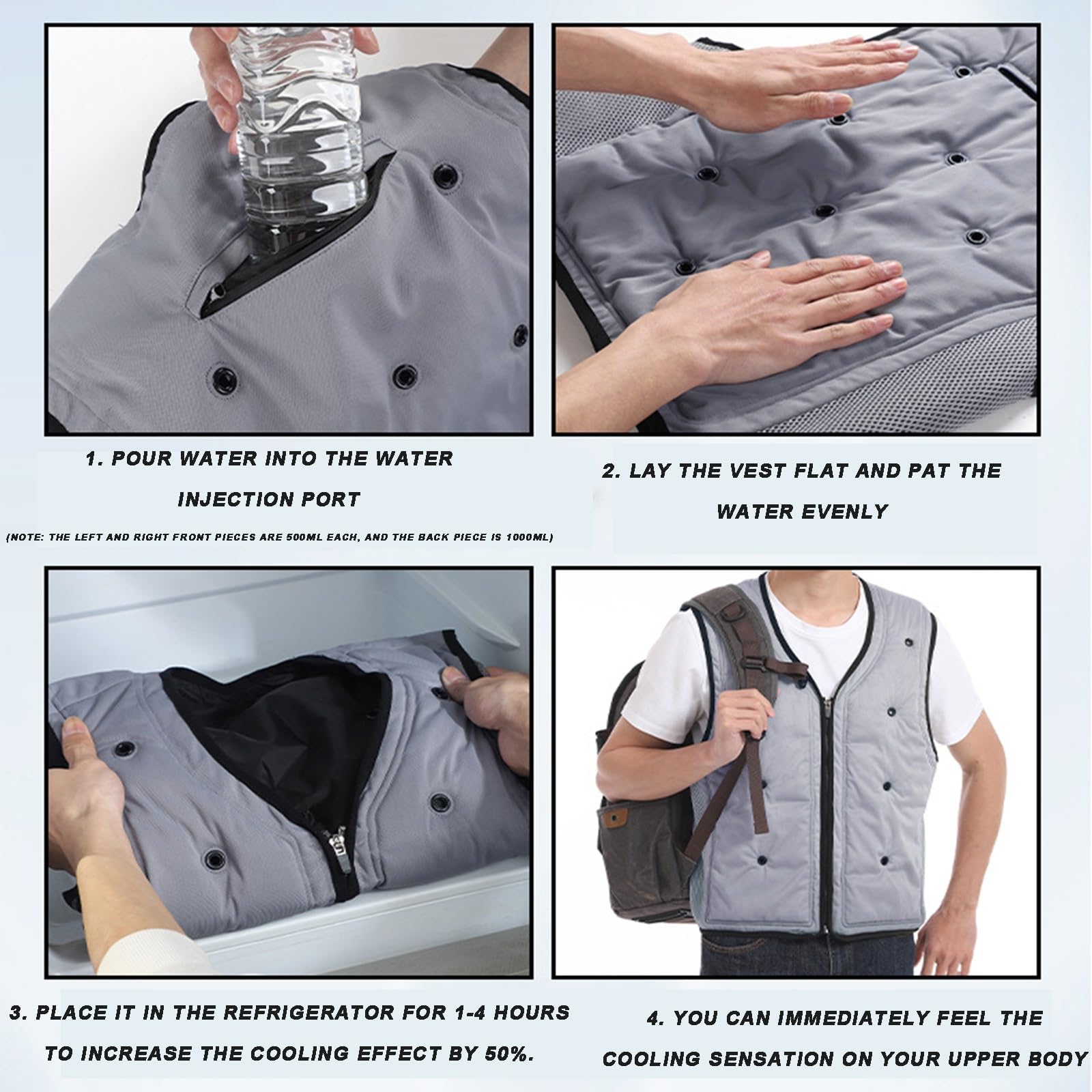 ALMASI Chaleco de refrigeración por circulación de agua para hombres y mujeres, chaleco de refrigeración por agua portátil para trabajo al aire libre