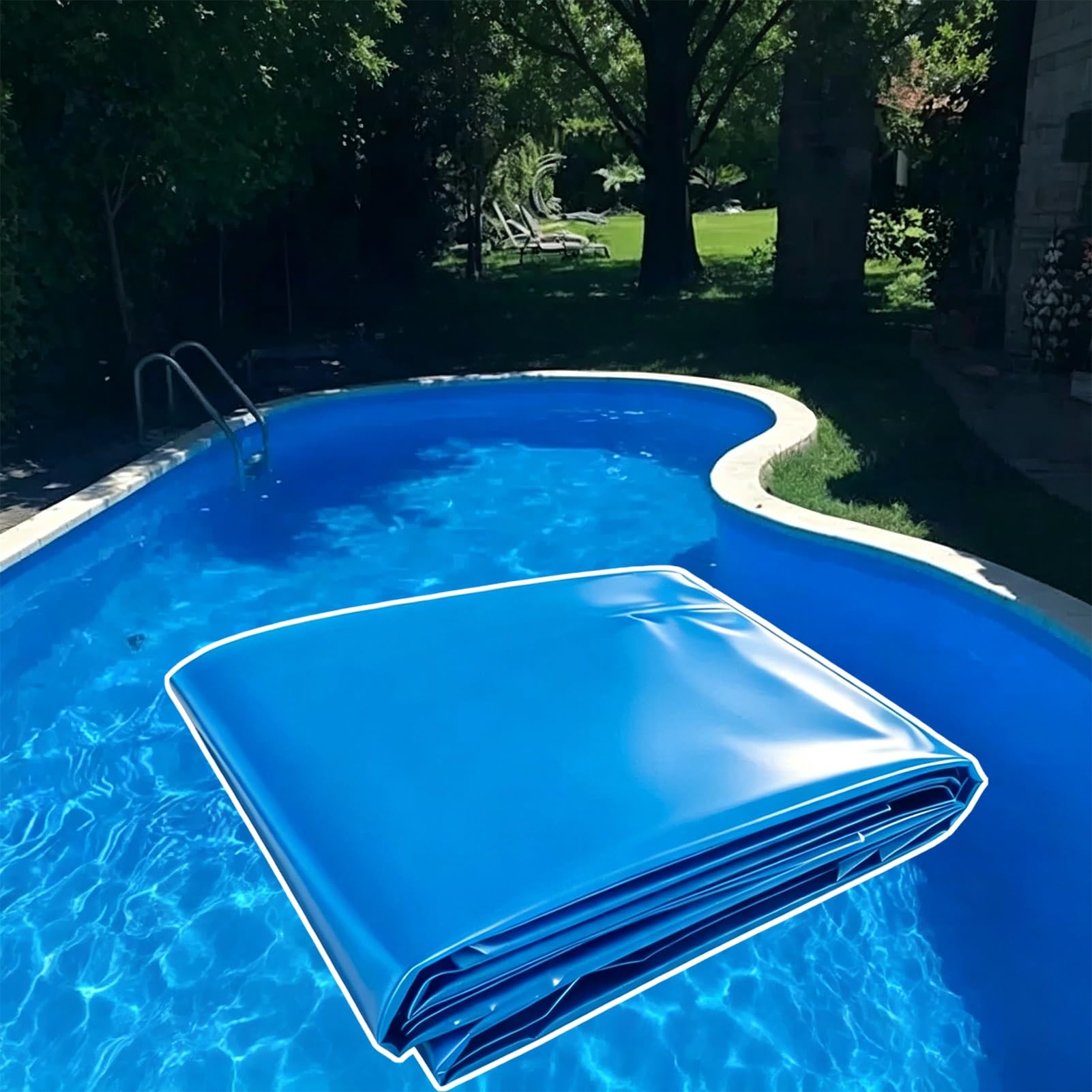 Yopappol Blue Heavy Duty Swimming Pools Liner, Puncture Resistant HDPE Pond Liner for Koi Fish Pond, Hydroponic System and Kids Water Play(2x6m(6.5x19.7ft))