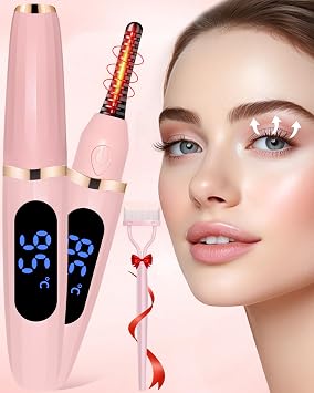 Heated Eyelash Curlers - Eye Lash Curler Heat - Mini Electric Eyelash Curler with LED Display 3 Temp Settings USB Rechargeable Natural Curling 24H Long Lasting for Women Makeup Tools Gifts
