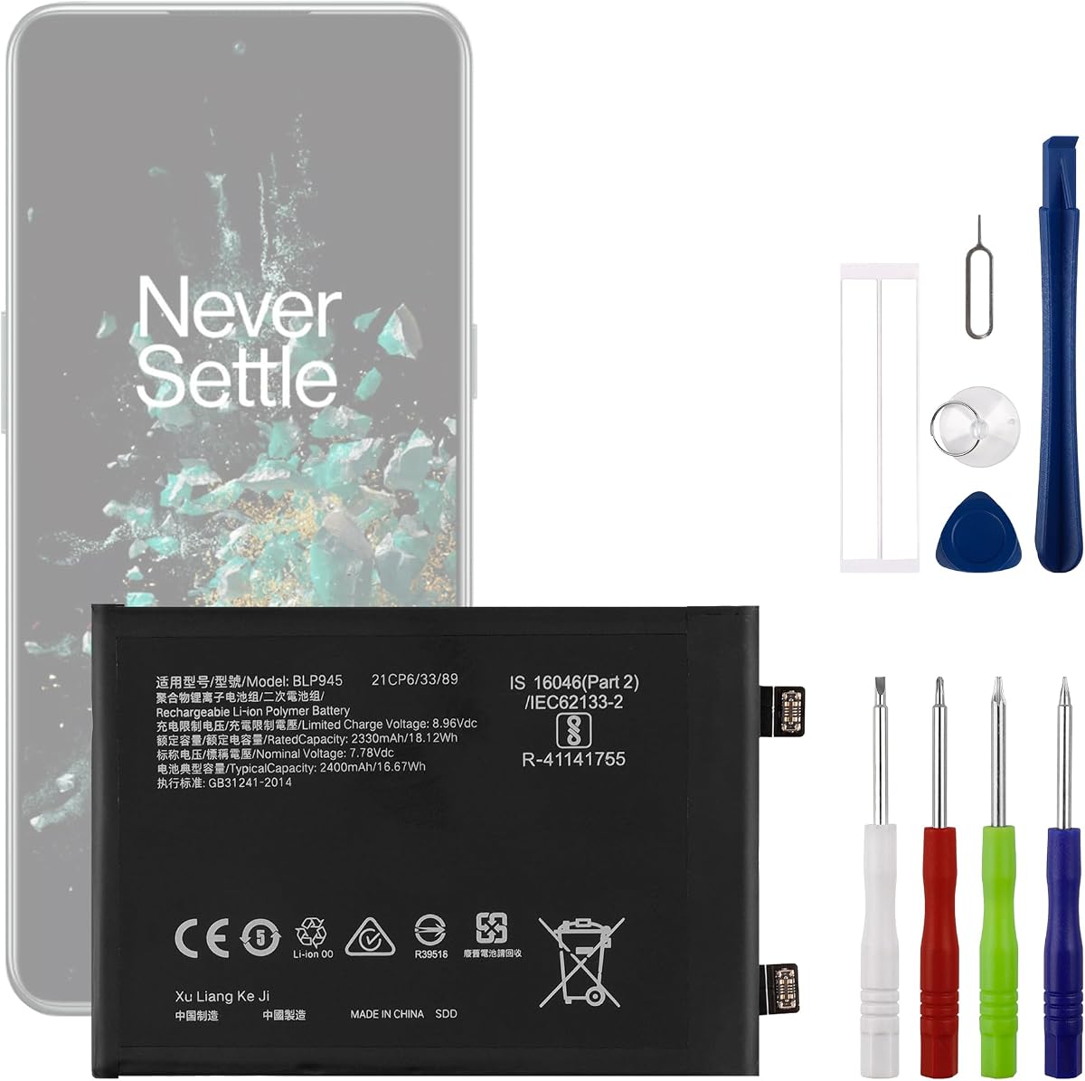 BLP945 7.78V 2400mAh Battery, Compatible with OnePlus 10T CPH2415 CPH2413 CPH2417,Comes with a Battery Installation Tool