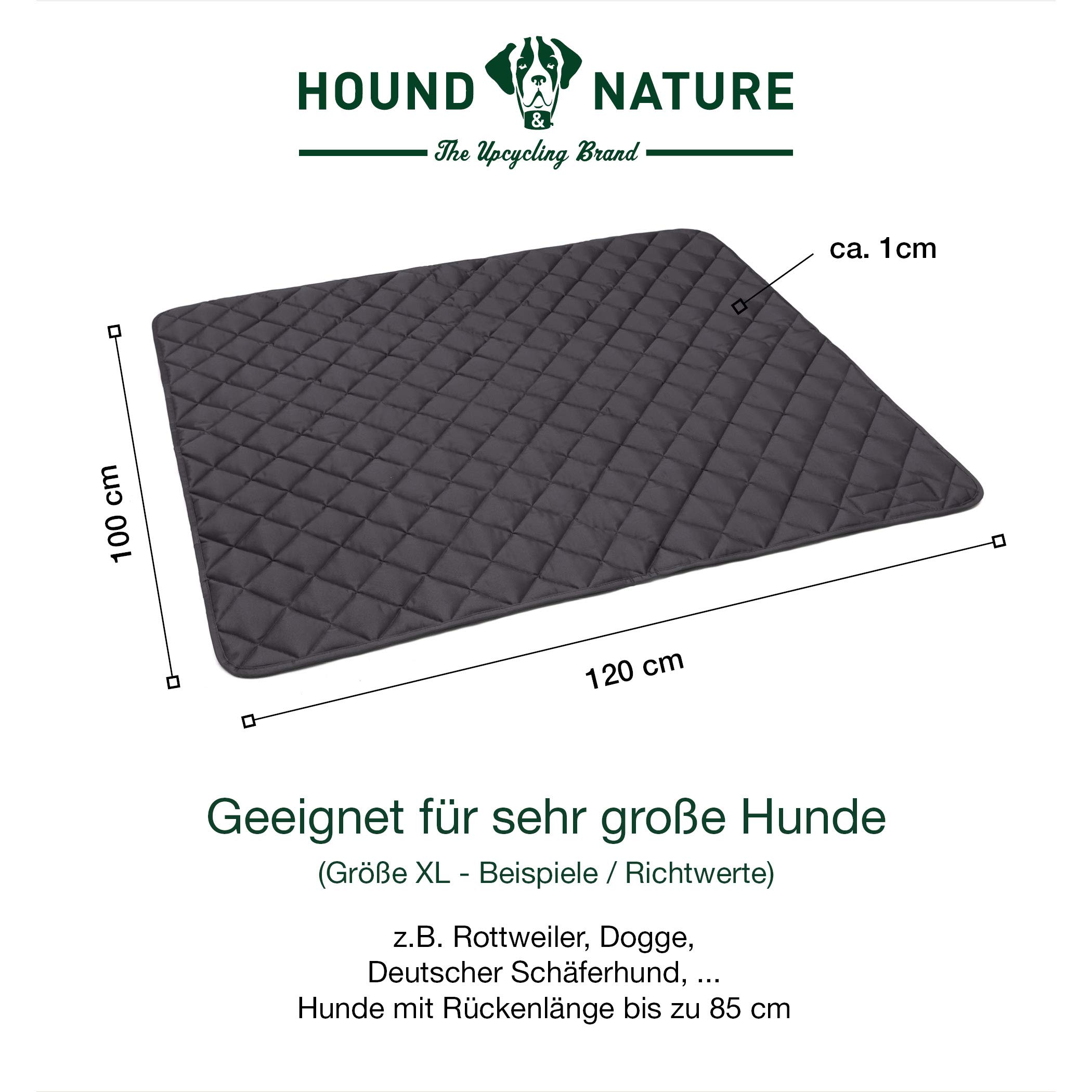 Hound & Nature Davos Manta ecológica para perros, suave, lavable, manta térmica acolchada, higiénica, resistente y sostenible (XL – 120 x 100 cm, gris)