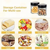 Vista 4 de Aoriher 60 frascos de vidrio con tapas, transparentes, pequeños, vacíos, redondos, para especias, boca ancha, conservas, contenedores de cosméticos