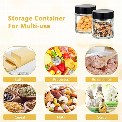 Miniatura 4 de Aoriher 60 frascos de vidrio con tapas, transparentes, pequeños, vacíos, redondos, para especias, boca ancha, conservas, contenedores de cosméticos