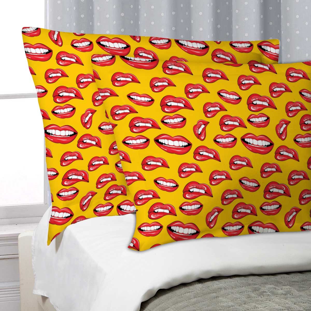 ArtzFolio Lips D2 | Pillow Cover Cases for Bedroom & Living Room | Velvet Fabric | 27 x 18 inch (69 x 46 cms); Single Piece