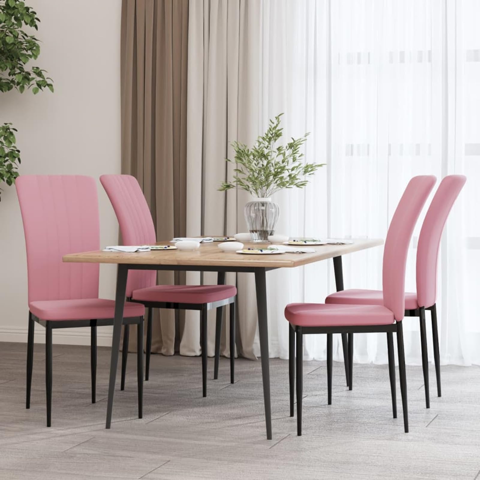 Camerina Esszimmerstühle 4 STK. Rosa Samt Küchenstuhl Bürostuhl Lounge Stuhl Designer Schalenstuhl Küche, Haushalt & Wohnen