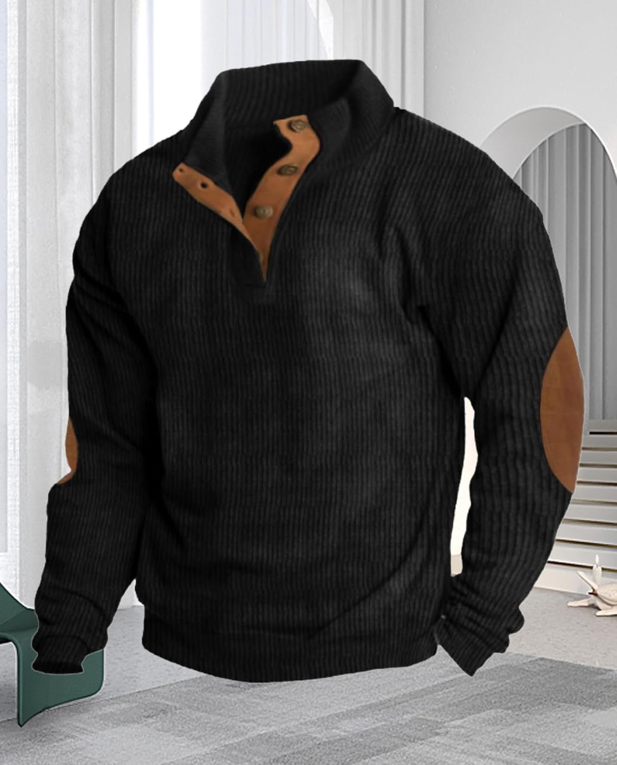 Western Sweatshirts for Men Aztec Retro Pullover Quarter Zip Sweatshirt Mens Stitching Color Fleece Sweatshirt - Image 4