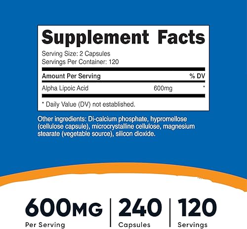 Miniatura 2 de Suplemento Nutricost Alpha Lipoic Acid 002 oz por porción 120porciones 1