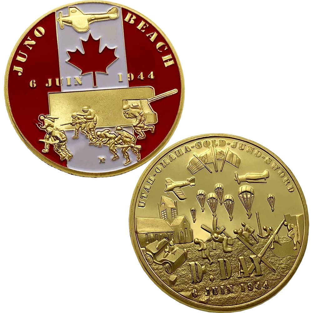 Wudaizhi As Shown D-Day Souvenir Coin The Normandy Langding Collectible Gold Plated Challenge Coin Wwii Veterans Commemorative Coin Gift