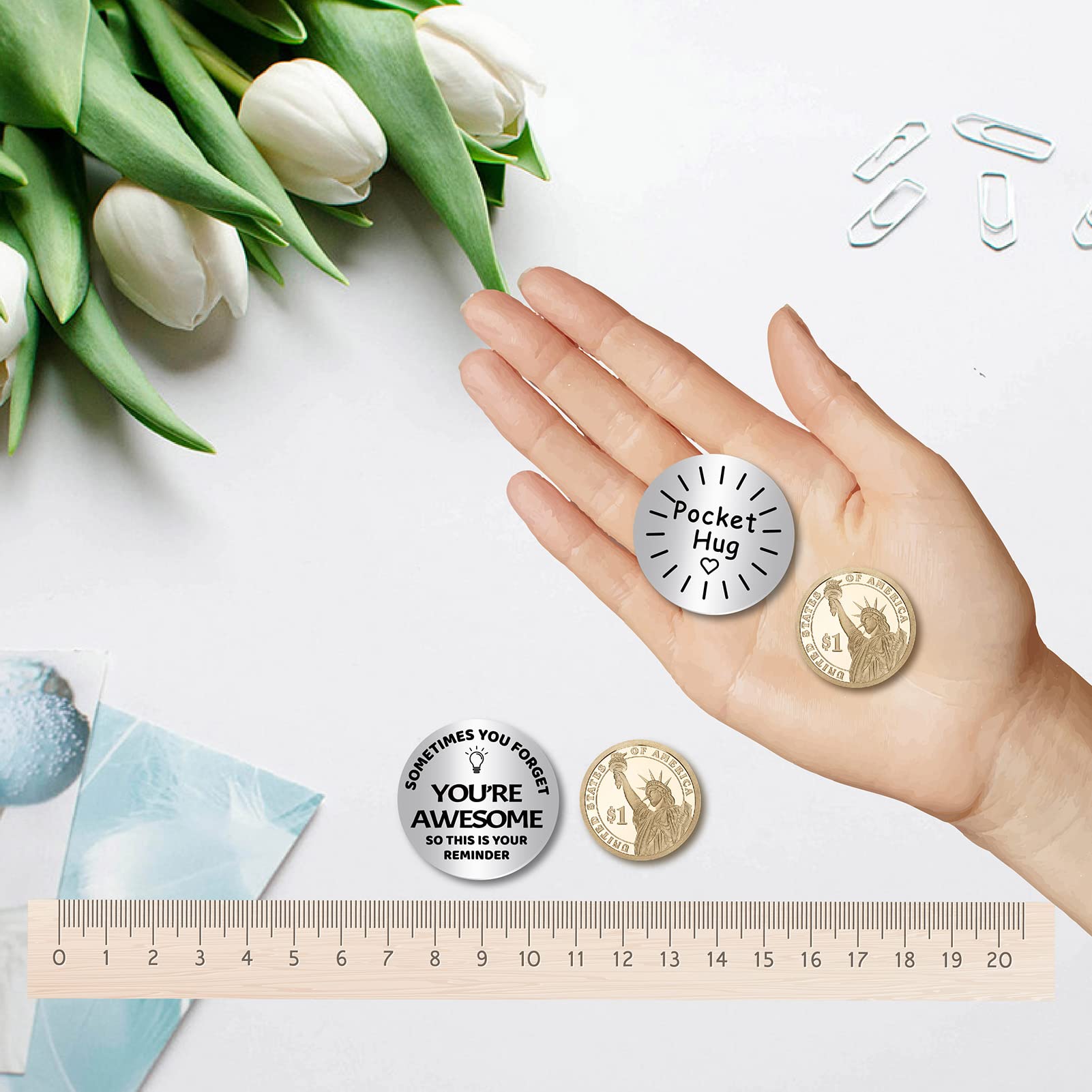 Pocket Hug Token Aus Edelstahl – Gravur-Münze Mit Schlüsselanhänger Für Fernbeziehung & Familie (3x3 Cm)