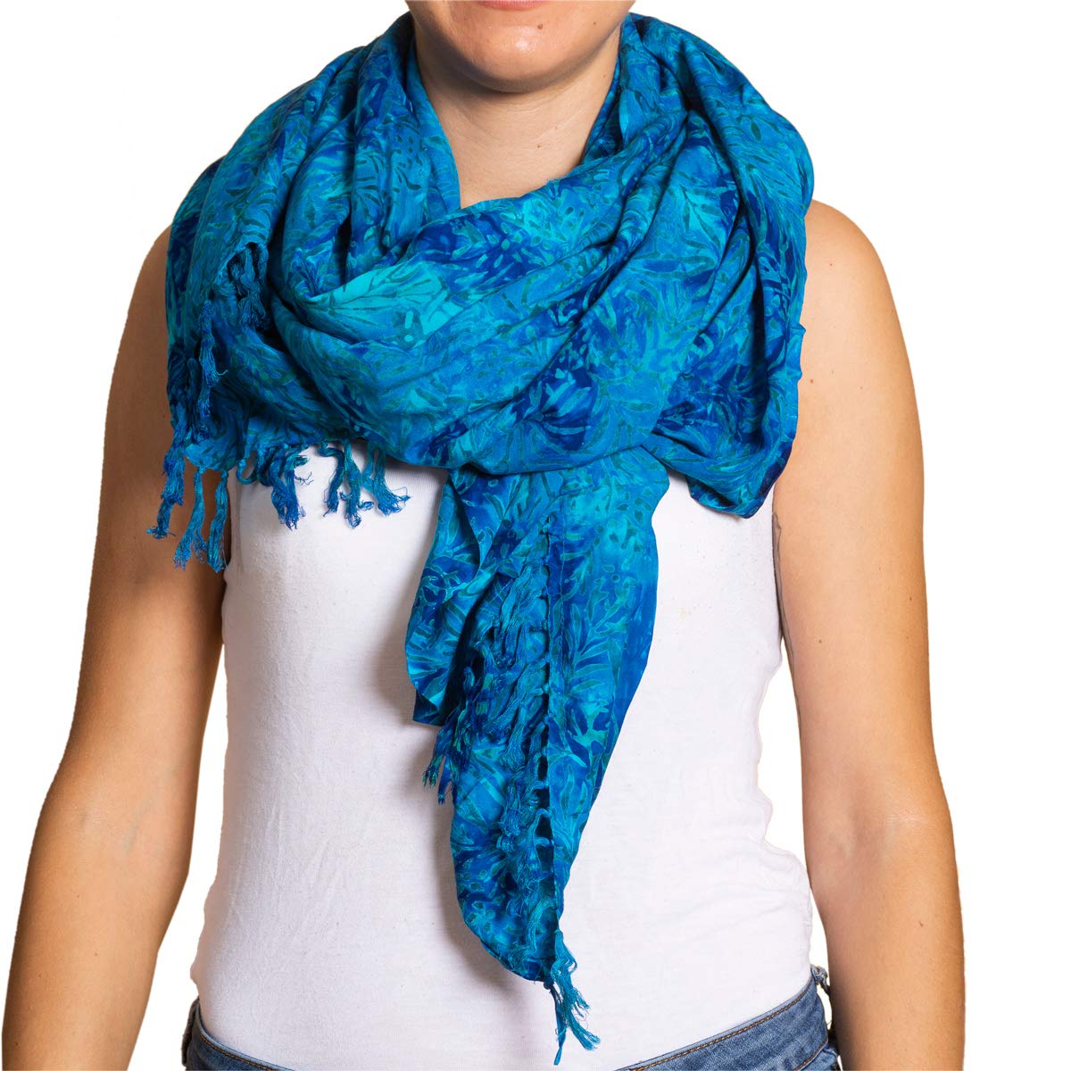 Panasiam Unisex B020 Palm Blue Scarf Batik 190X116cm, L