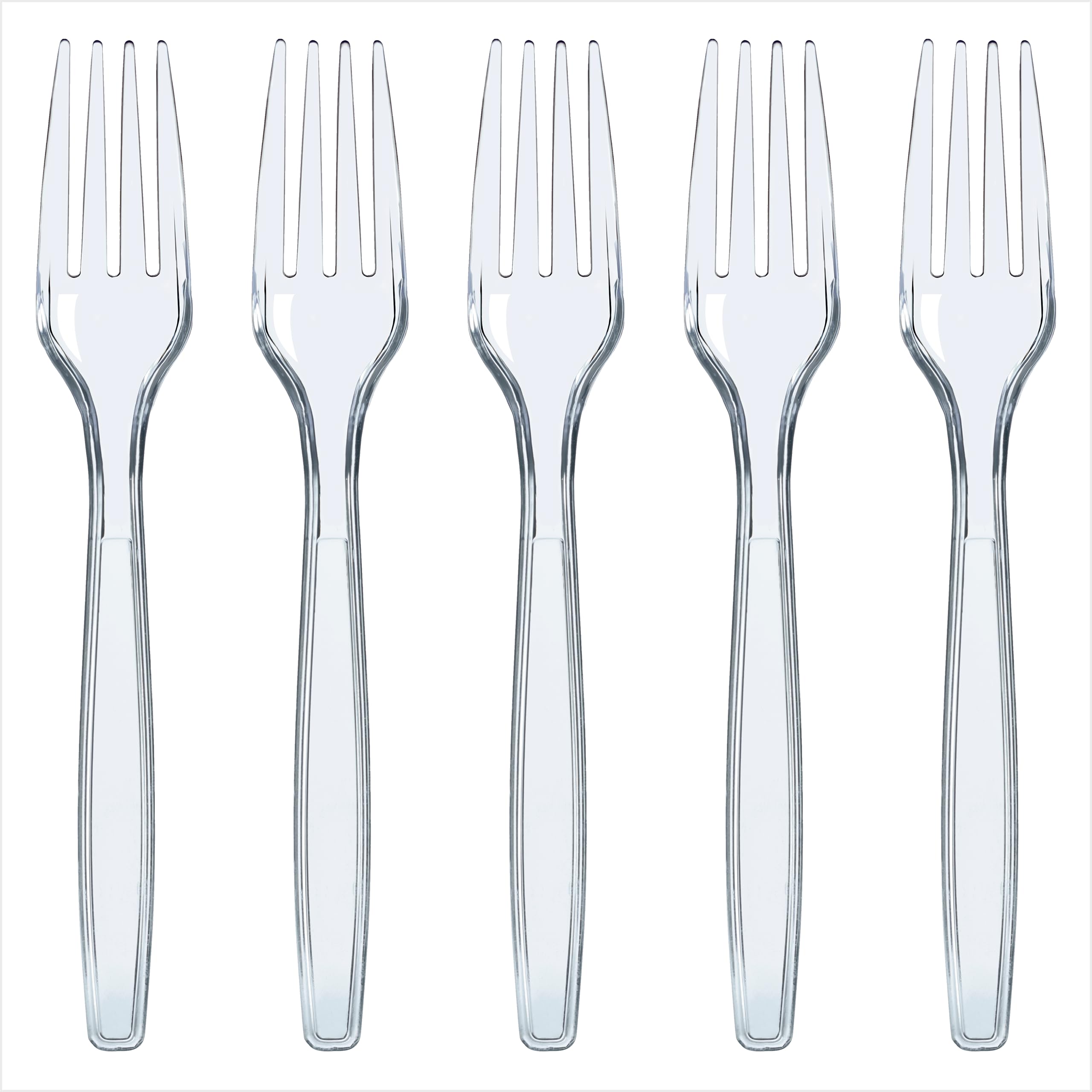 Prestee500 Clear Plastic Forks - Heavyweight Disposable Forks, Sturdy Flatware, Elegant Fork for Parties, Bulk Disposable Silverware Set, Clear Plastic Utensils - Flatware
