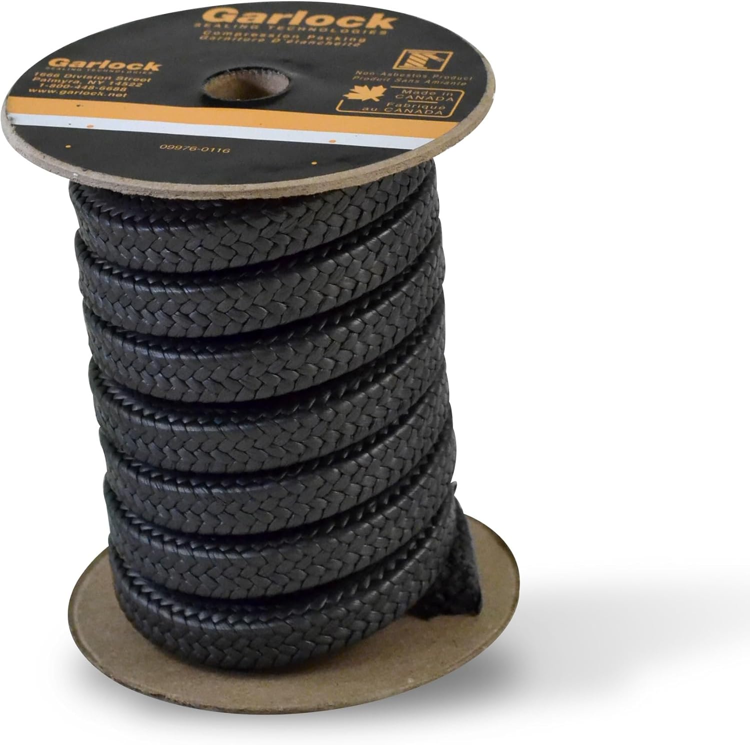 Garlock Graphite Impregnated Expanded PTFE with Silicone Lubricant Style PACKMASTER 6 Pump Packing, 80' Length, 1/8" Thickness, Square