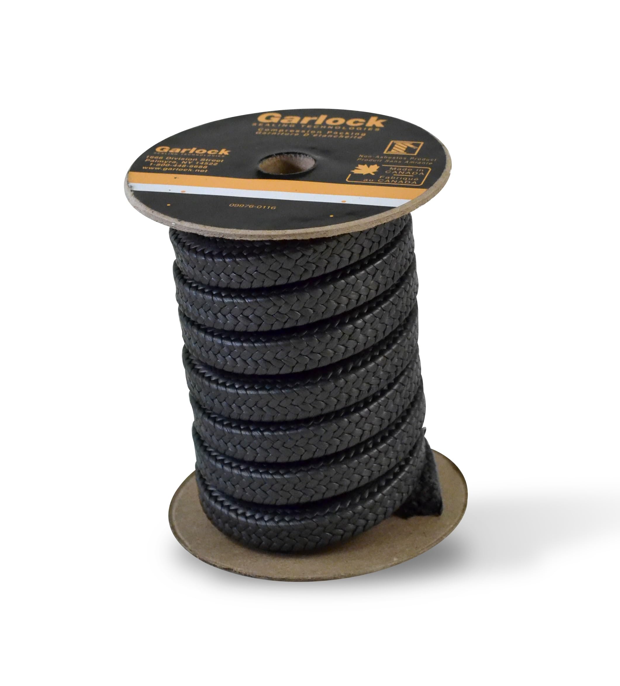 Garlock Graphite Impregnated Expanded PTFE with Silicone Lubricant Style PACKMASTER 6 Pump Packing, 80' Length, 1/8