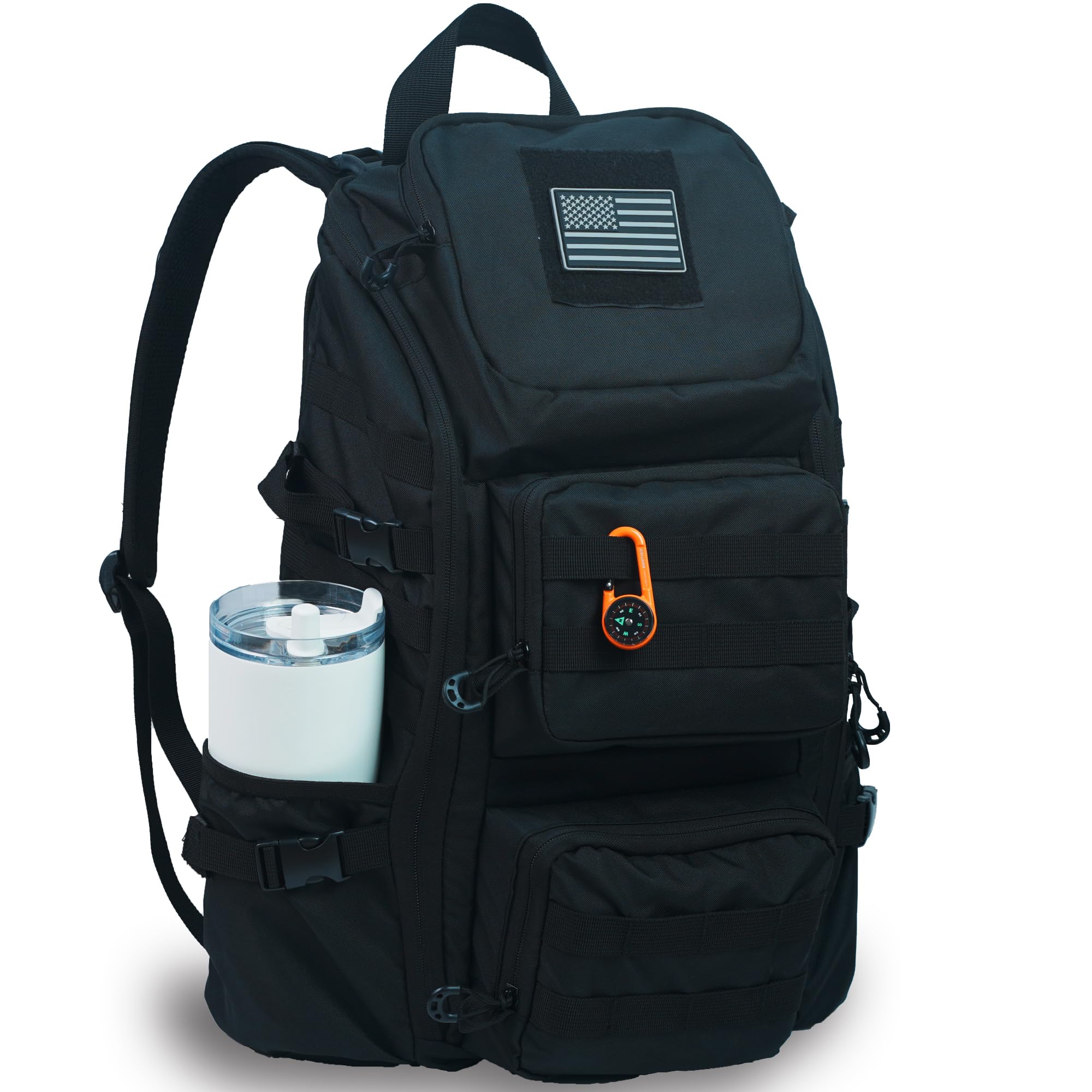 kokkoya Lightweight Tactical Backpacks with Laptop Compartment for Men 40L EDC MOLLE Military Style 17 in Computer with Cup Holder Travel Hiking Daypack