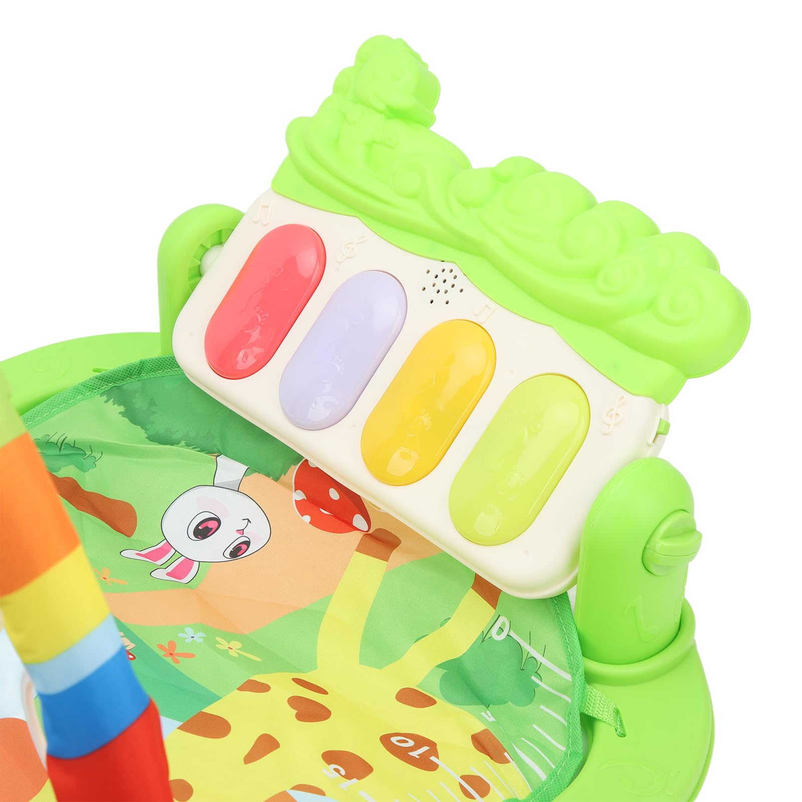 Baby-Fitness-Spielmatte, Musik-Kick-Klavier, 5 Hängende Spielzeuge, Verstellbares Pedal für die Spielzeit von Kleinkindern, Ideal für Neugeborene und Kleinkinder