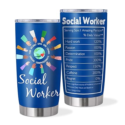 Coolertaste Social Worker Gifts for Women Men, Social Worker Gifts for Office Decor 20oz Tumbler Mug, Appreciation Gifts for Social Works Practitioner, Birthday Graduation Gift Ideas for BSW MSW DSW
