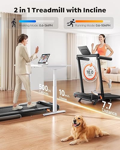 Miniatura 3 de Foldable Treadmill with 0-15% Incline and Handle Bar, 3.0HP Treadmills for Home, Under Desk Treadmill with 300LBS Capacity, Walking Pad with
