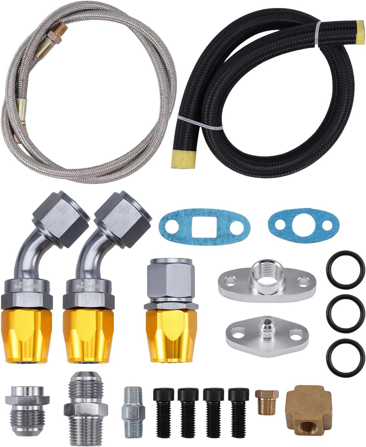 maXpeedingrods T3 T4 Turbo Turbocharger Kit for Honda Civic 1992-2000 CRX 1988-1991 Del Sol 1993-1997 with Intercooler, Oil Feed Return Line, for Honda Civic D Series D15 D16 D15Z1 D16Z6 D16Y7 D16Y5
