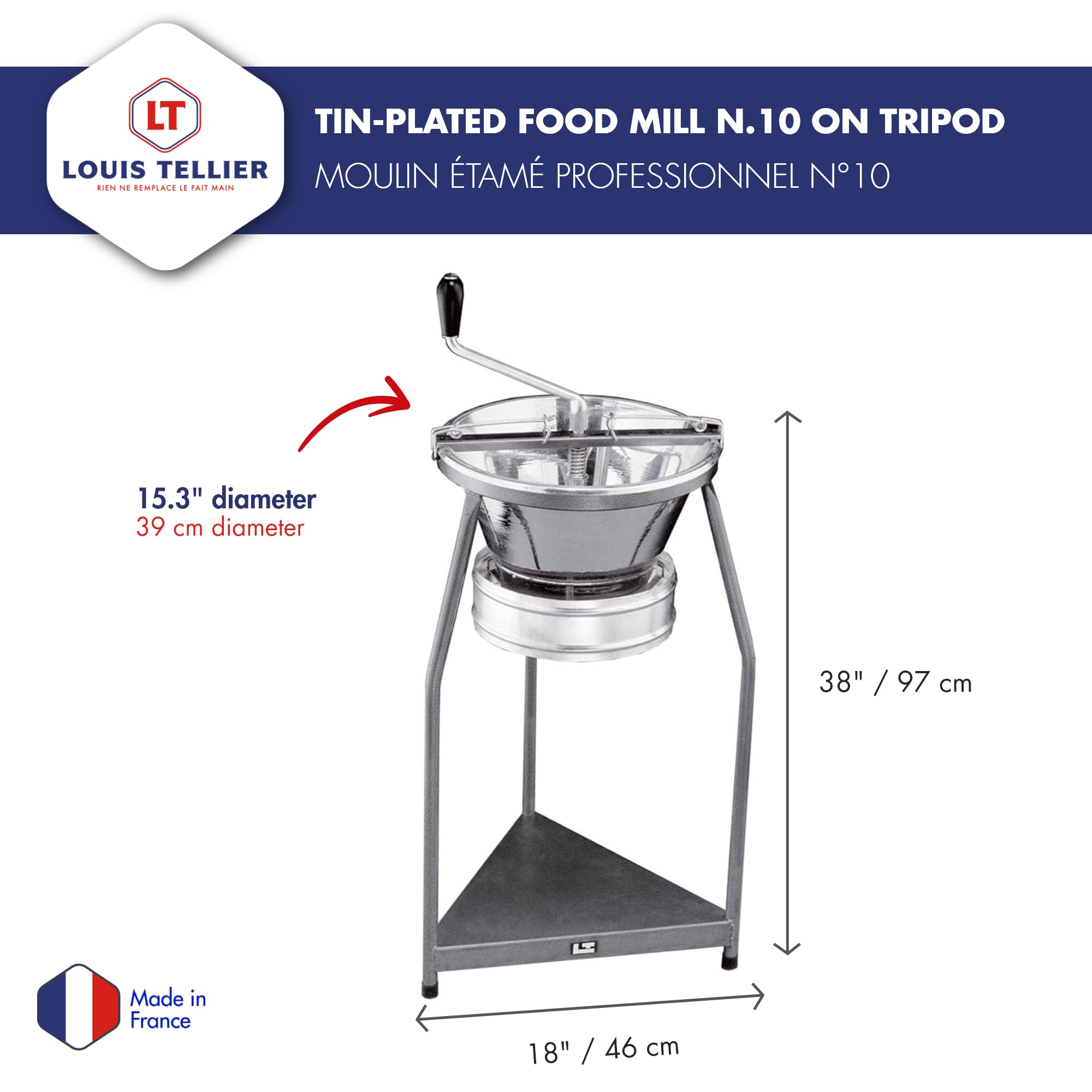 Tellier J426 Triturator y soporte, 390 mm