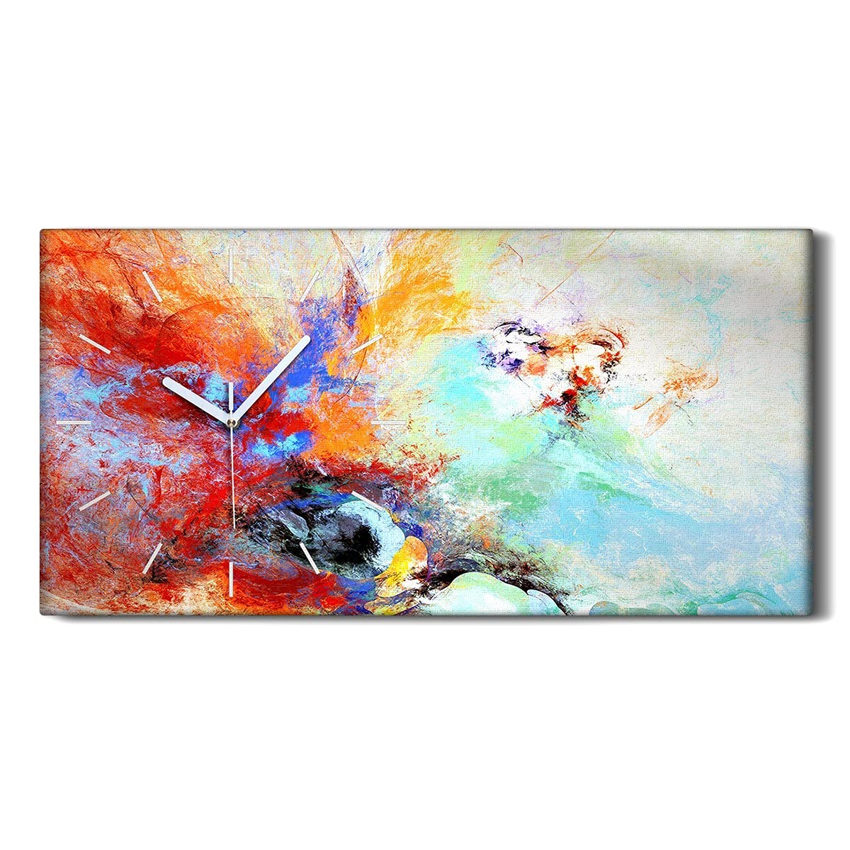 Horloge sur Toile Salon Moderne Image Art Mural Cadre Coloré 60x30cm
