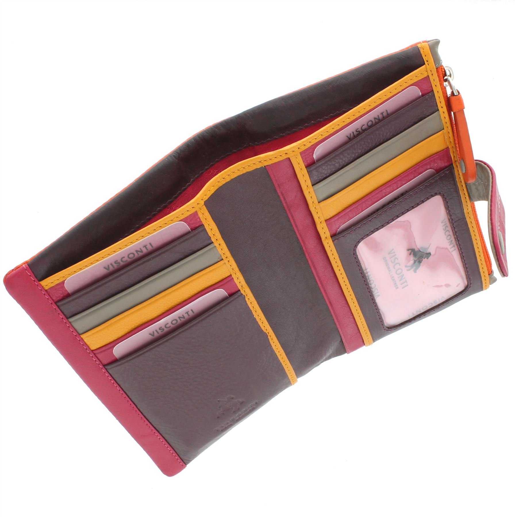 VISCONTI Colección Mimi Malibu Monedero de Cuero Multicolor M87 Naranja Multi