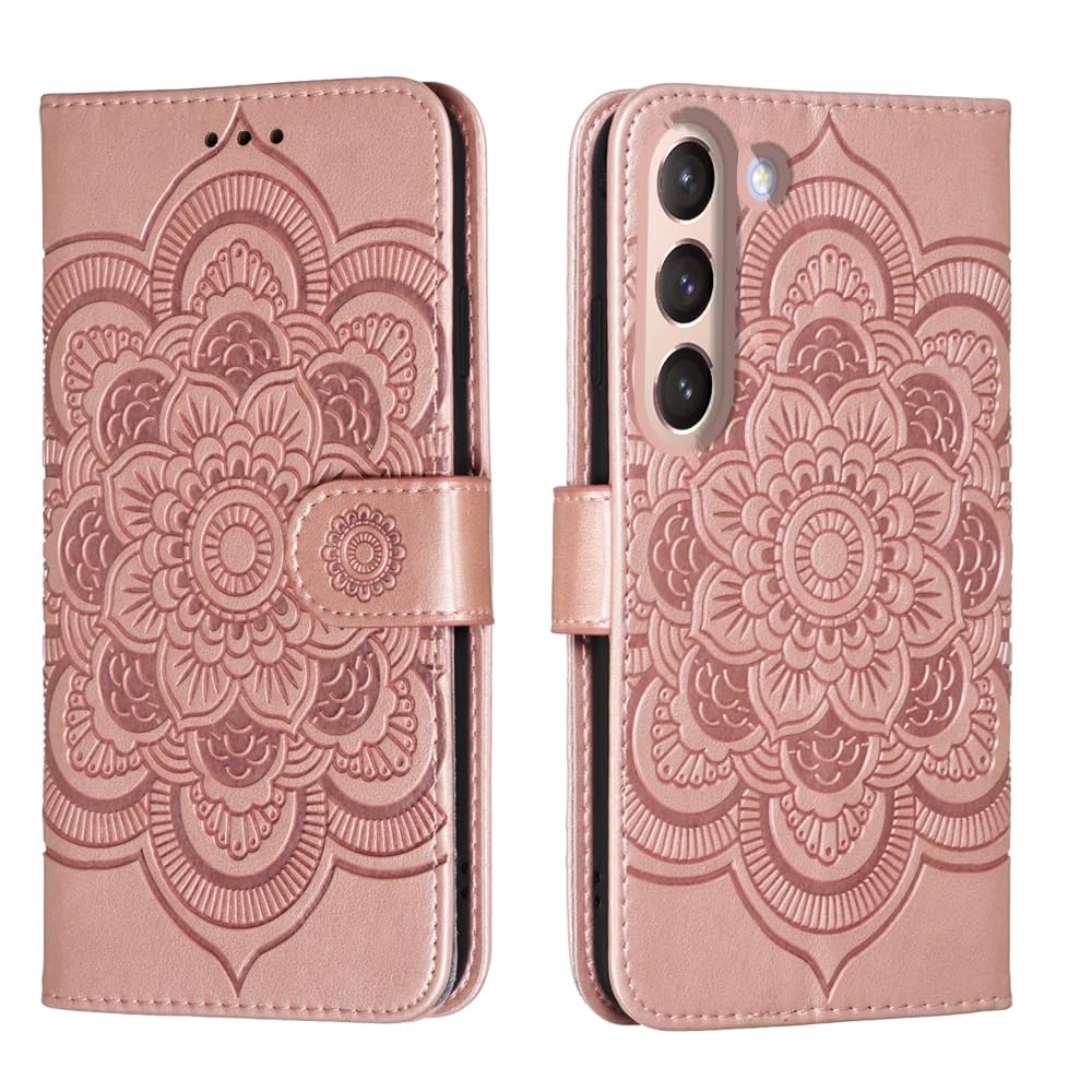 shingtomua for Samsung Galaxy S22 5G Case Wallet with Card Holder Kickstand Magnetic Soft Leather Flip Fold Case for Samsung S22 Cover (Pink)