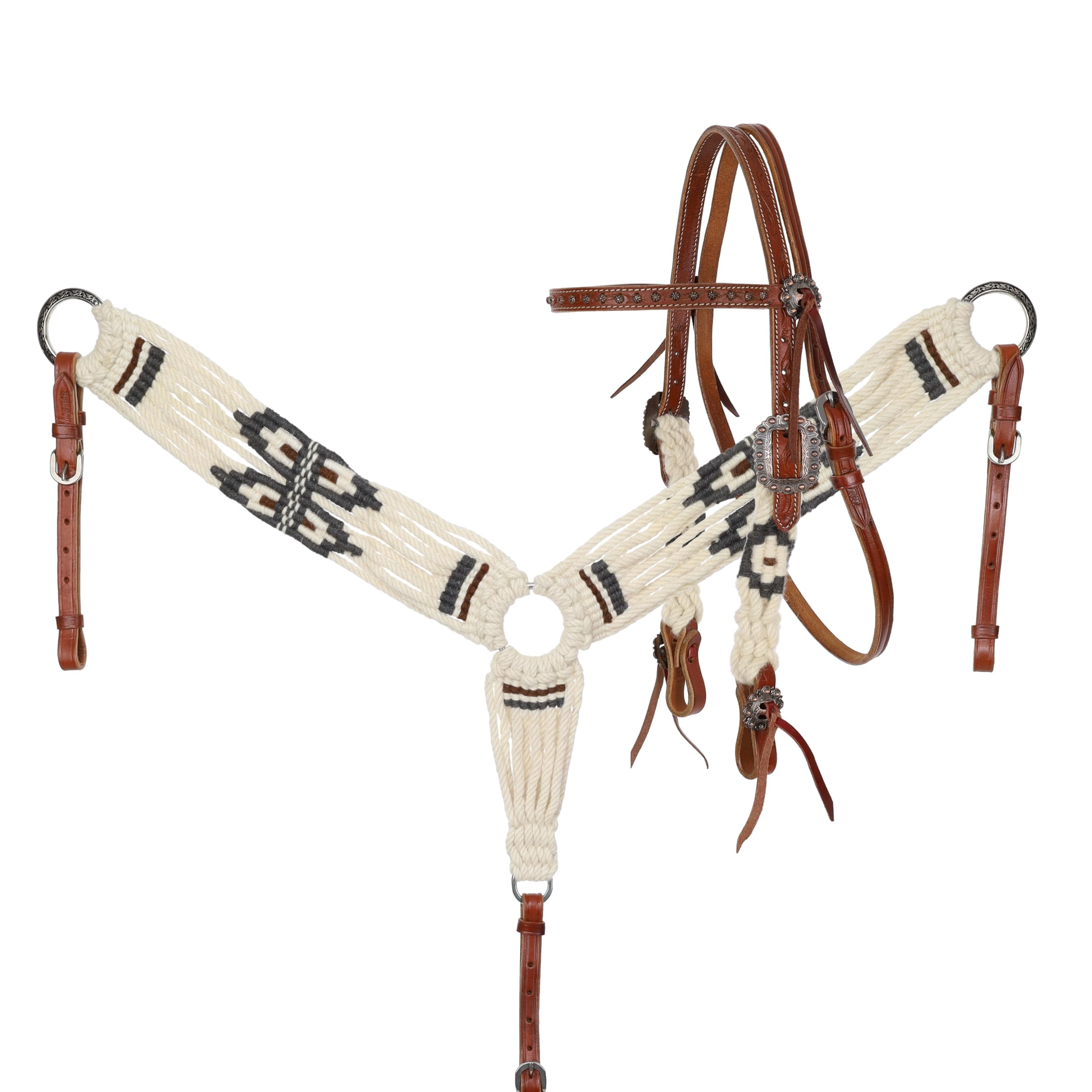 Showman Pinto Corded Mohair-Stirnband, Halfter & Brustkragen Set