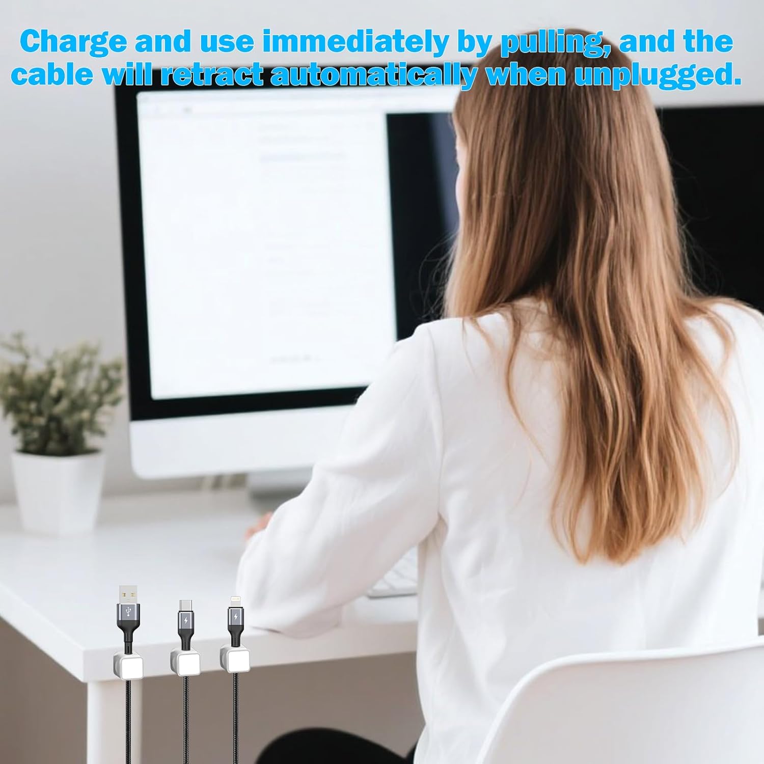 24 Pcs Cord Organizer Holder,Magnetic Cord Organizer,Easy Adhesive Phone Charging Cable Keeper,for Home Office Desk Phone Car Wall Desktop Nightstand(White) - Image 6