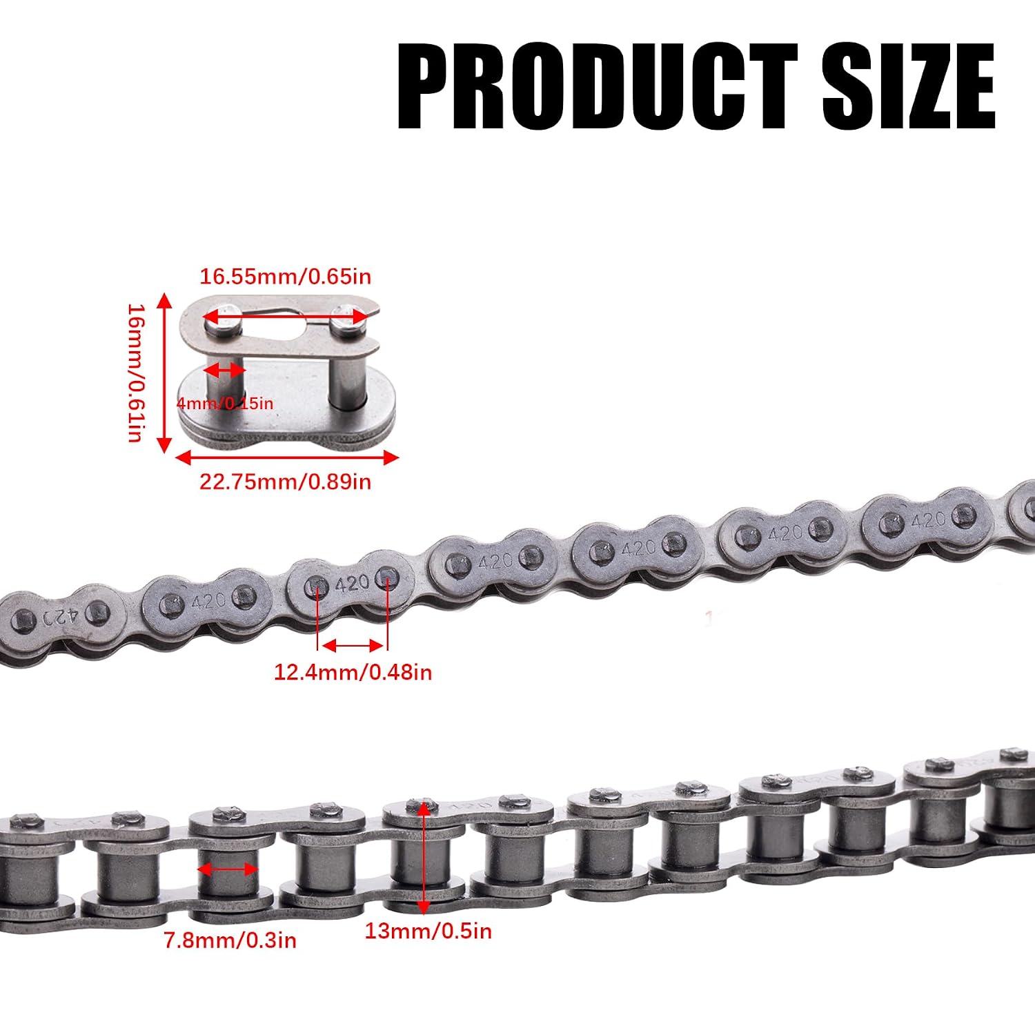 Ultimate 420 102 Links Dirt Bike Chain fit for 50cc-140cc Pit Bikes, ATVs, & Go Karts - CRF50, XR50, PW80, SSR, Tao Tao, Coolster & More