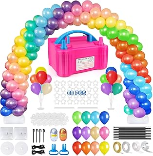 Balloon Arch Kit and Balloon Pump, Adjustable Balloon Arch 2 Balloon Stand with 120PCS Balloons, Water Bases, 60 Balloon Clips, Knotter for Wedding Graduation Birthday Party Supplies Decoration