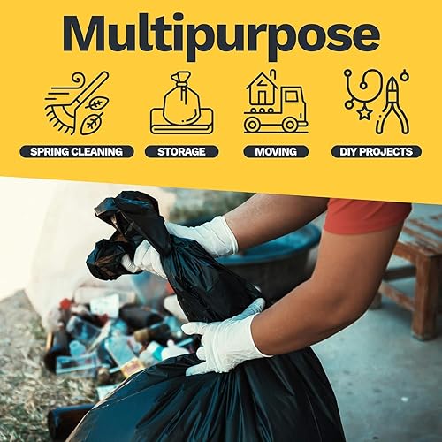 Miniatura 5 de ToughBag Bolsas de basura de 55 galones resistentes (100 unidades) – Bolsas de basura negras de 50 a 60 galones, bolsas de basura grandes – 38 x 58