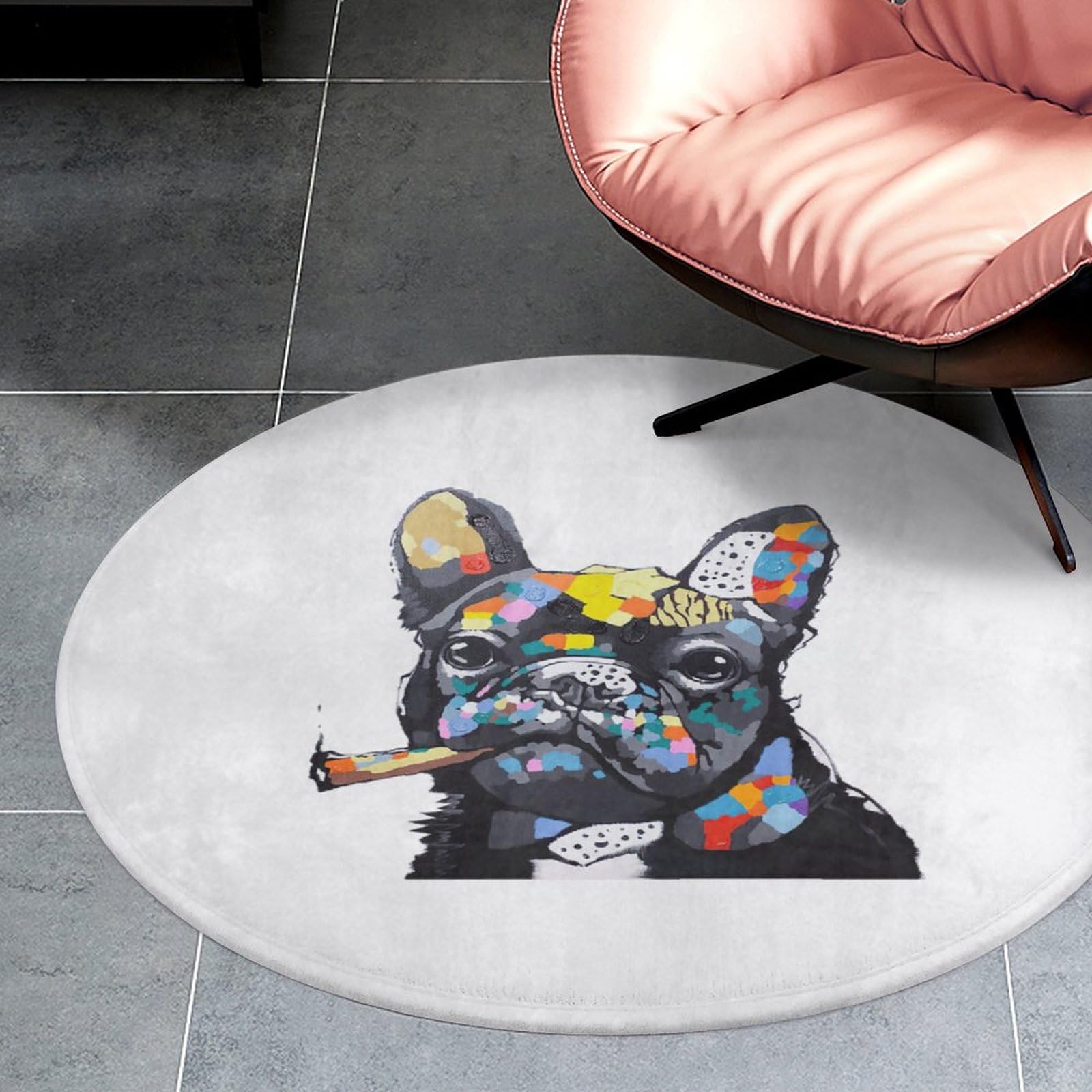 Amazon｜フレンチブルドッグ 油彩 油絵 犬柄 カーペット 玄関マット