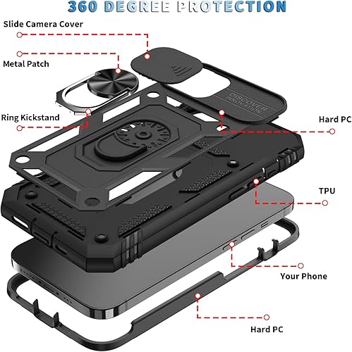 Miniatura 6 de Funda para iPhone 13 Mini, a prueba de golpes, resistente a los impactos con lente deslizante Funda protectora para iPhone 13 Mini (5.4 pulgadas)