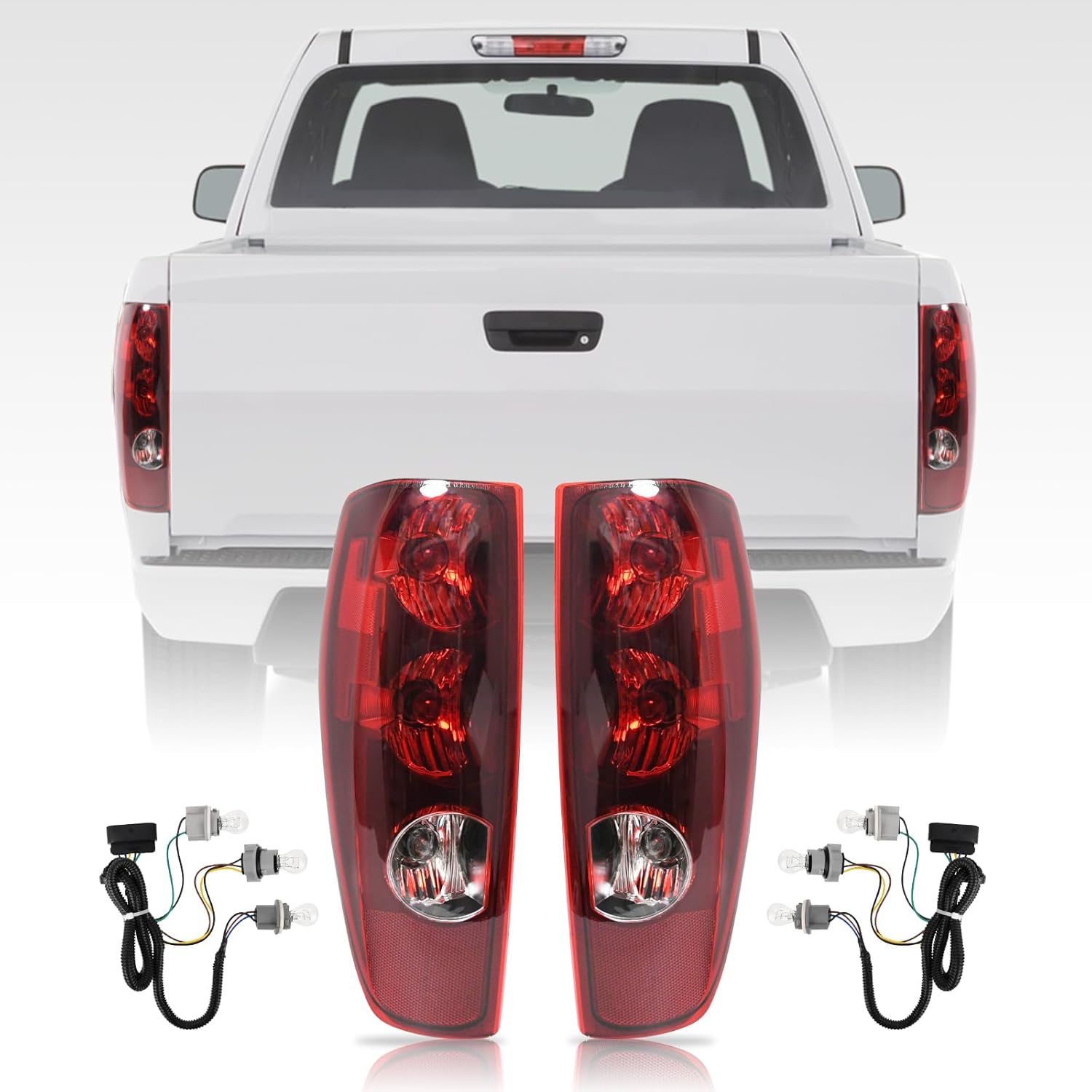 Tail Light Assembly Compatible with 2004-2012 Chevy Colorado GMC Canyon Taillights Rear Brake Lamps OE Replacement with Bulbs and Harness