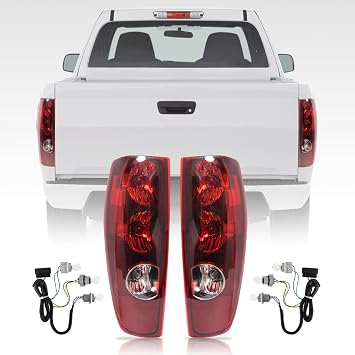 Tail Light Assembly Compatible with 2004-2012 Chevy Colorado GMC Canyon Taillights Rear Brake Lamps OE Replacement with Bulbs and Harness
